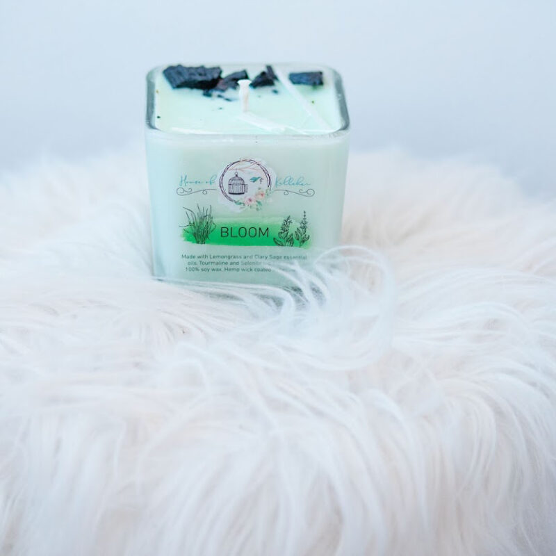 Bloom Soy Wax Glass Candle with Lemongrass and Clary Sage