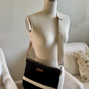 Modern Black and Cream Stripe Purse - Large